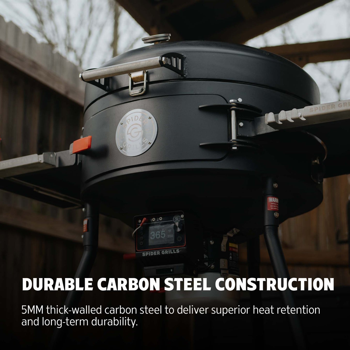 Huntsman BBQ grill with durable carbon steel construction.